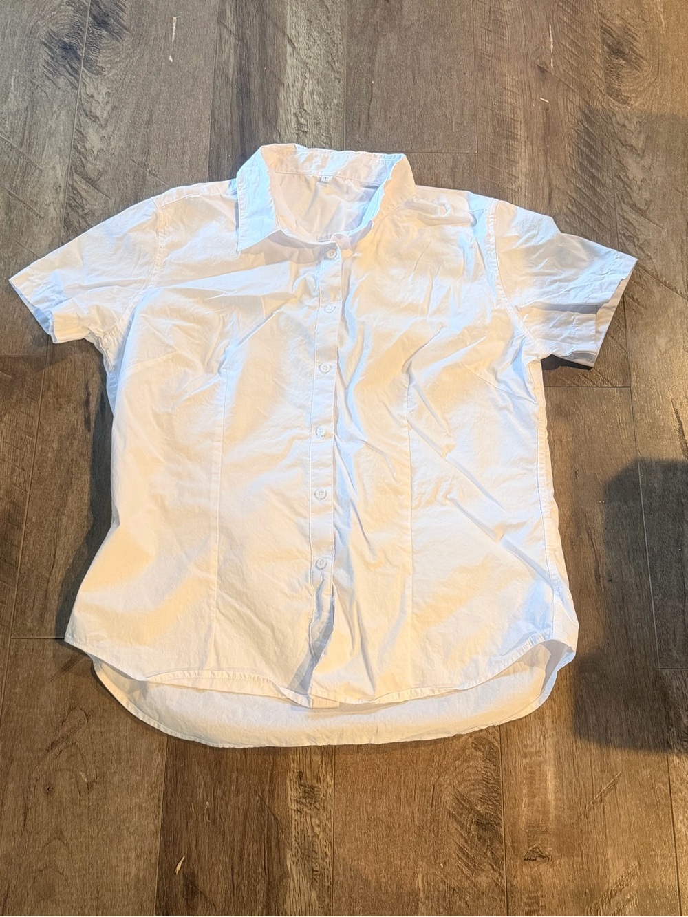 Women's White Short-Sleeve Button-Down Shirt